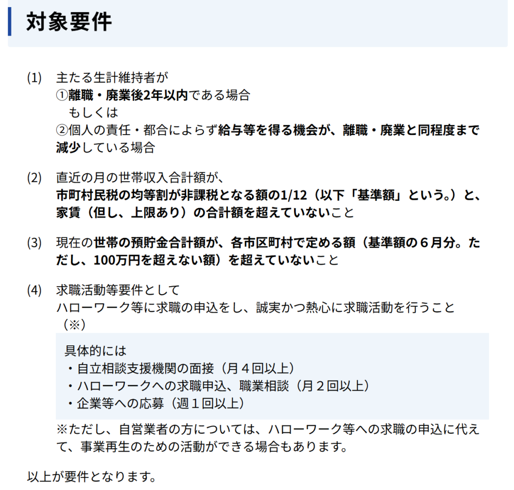 住居確保給付金の要件まとめ