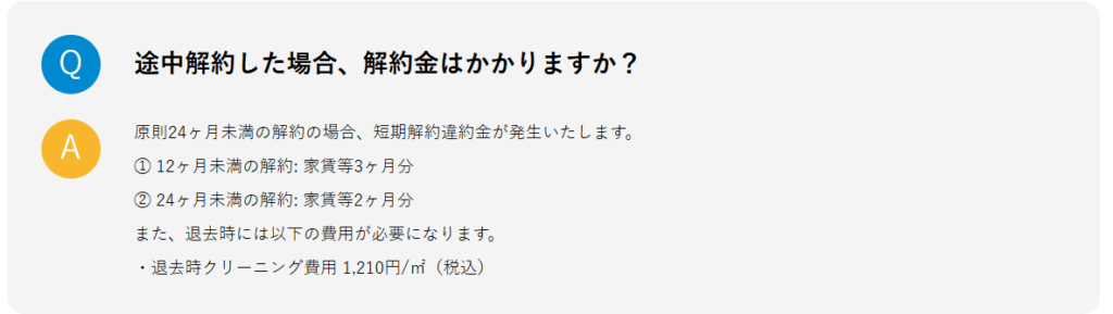 ビレッジハウスの退去費用を説明している画像